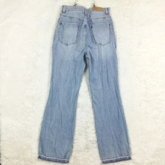 Pacsun Womens Jeans Boot Cut High Rise Denim Light Wash Stretch Unhemmed 26 - Picture 2 of 12